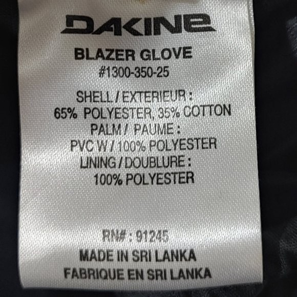 Dakine Blazer Gloves, Black, Medium,  Style #1300-350-25 C01-0153 - Picture 5 of 8